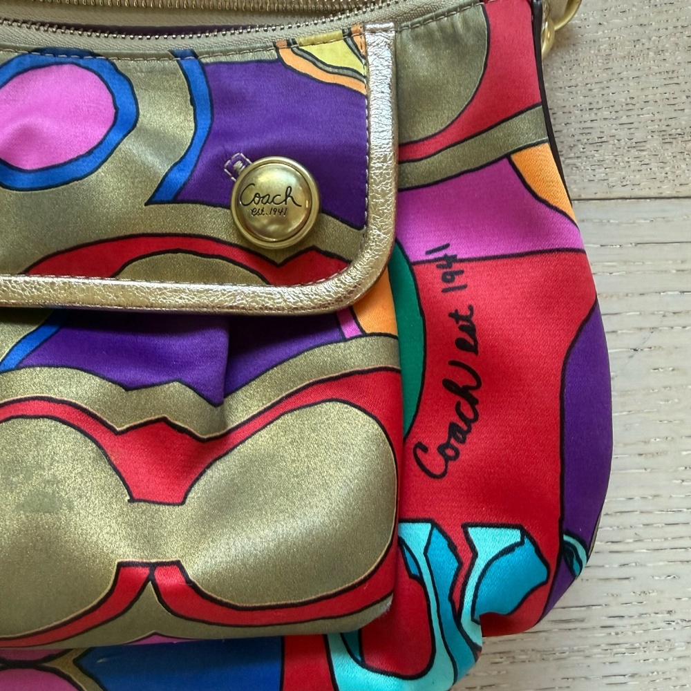 Coach Groovy Poppy Multicolor Satin Shoulder Bag — Y2K - Picture 2 of 7